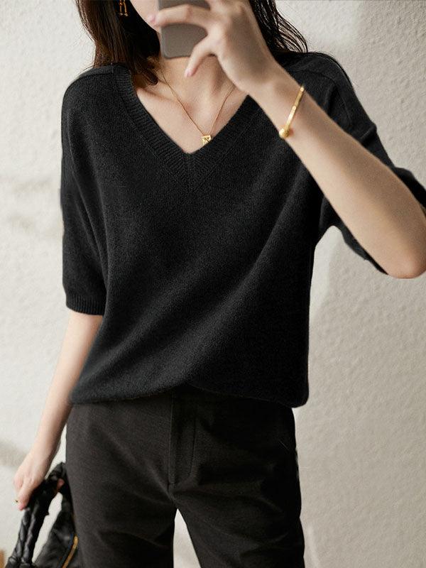 Alison - pull en tricot cachemire col v