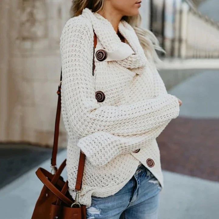 Millie - pull à col roulé a-symétrique moderne avec détails élégants
