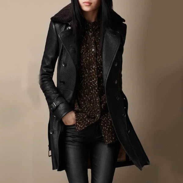 Sophiey - le manteau en cuir fait main et chaud