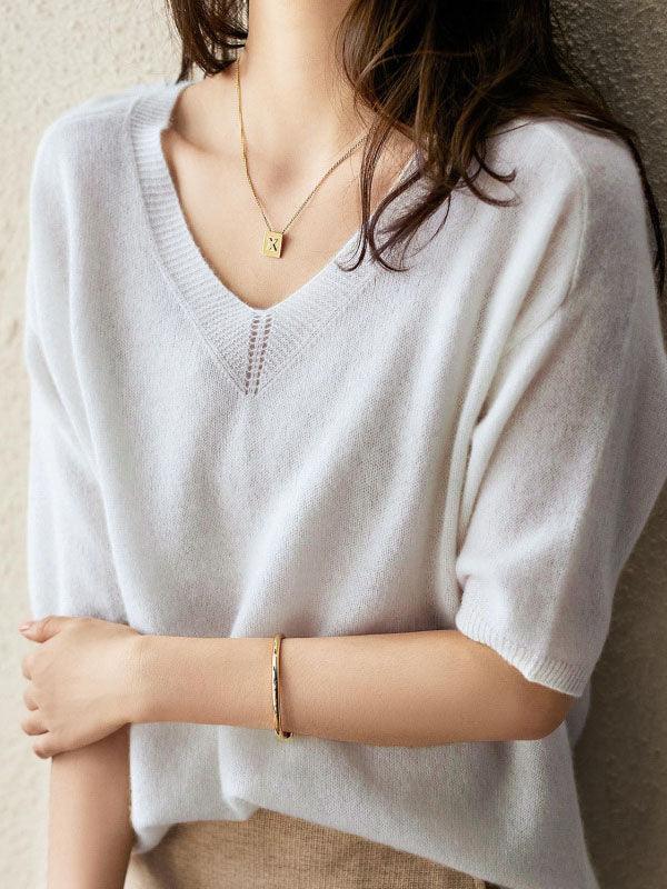 Alison - pull en tricot cachemire col v