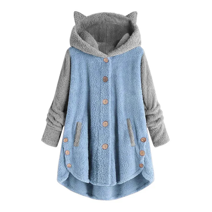 Nina - sweat-shirt femme en polaire avec oreilles de chat et manches détachées