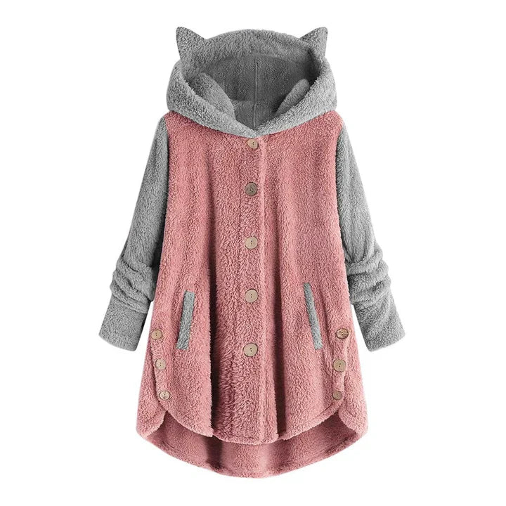Nina - sweat-shirt femme en polaire avec oreilles de chat et manches détachées