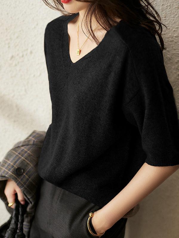 Alison - pull en tricot cachemire col v