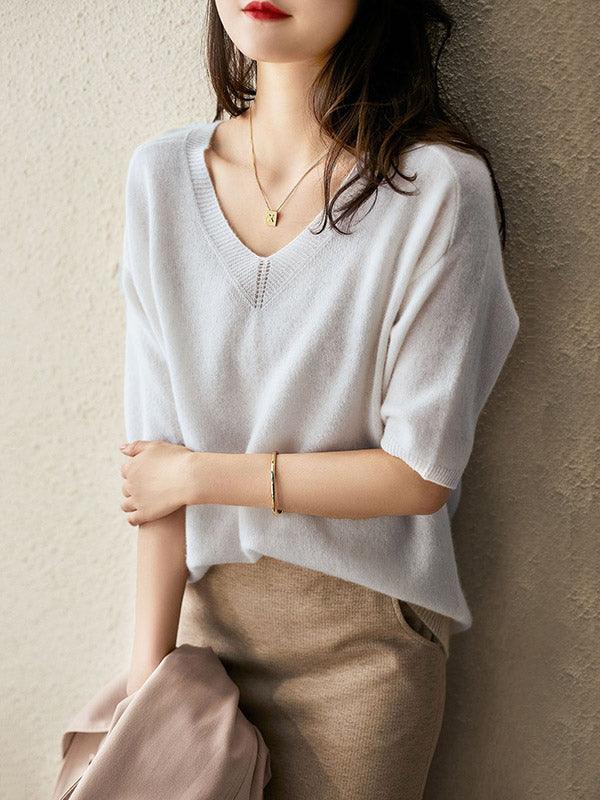 Alison - pull en tricot cachemire col v