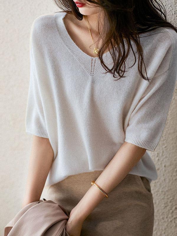 Alison - pull en tricot cachemire col v
