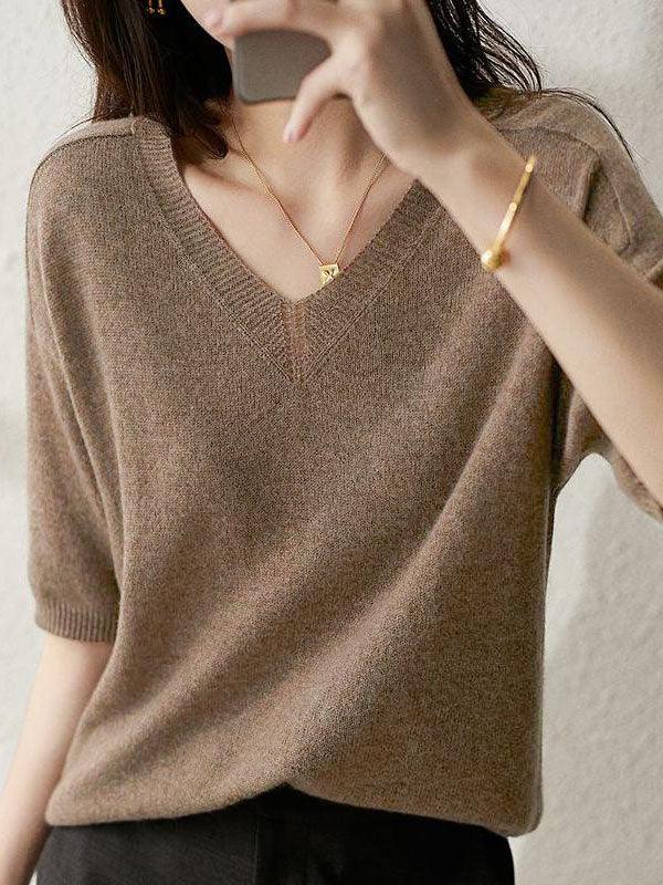 Alison - pull en tricot cachemire col v
