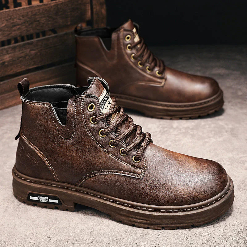 Declan - bottes à lacets en cuir pu vintage