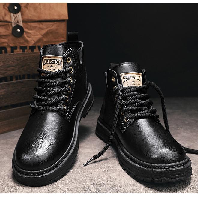 Declan - bottes à lacets en cuir pu vintage