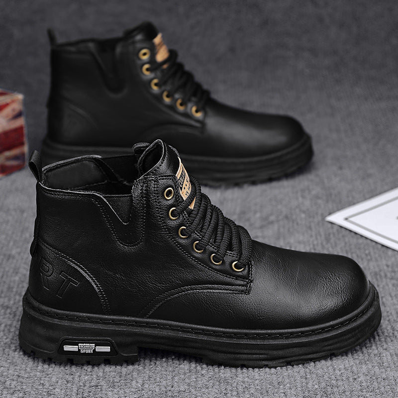 Declan - bottes à lacets en cuir pu vintage
