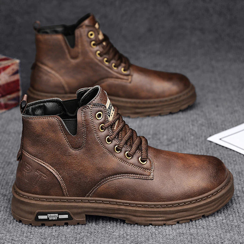 Declan - bottes à lacets en cuir pu vintage