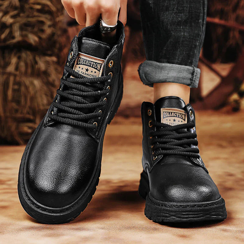 Declan - bottes à lacets en cuir pu vintage