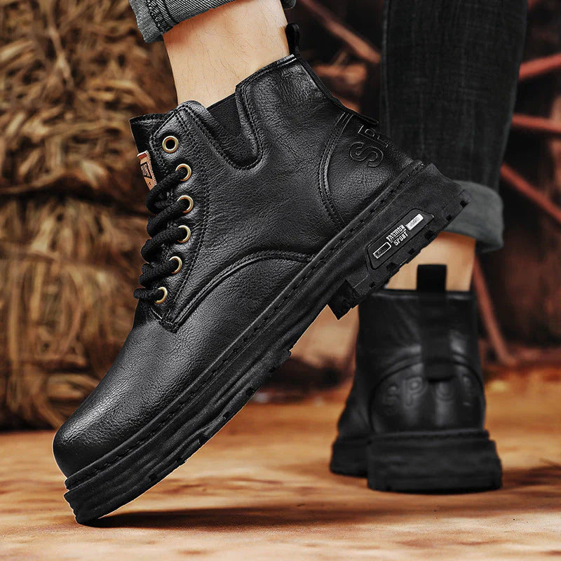 Declan - bottes à lacets en cuir pu vintage