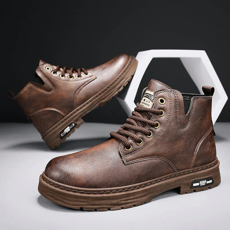 Declan - bottes à lacets en cuir pu vintage