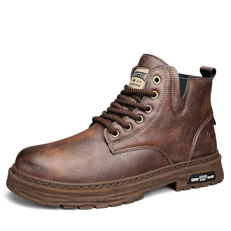 Declan - bottes à lacets en cuir pu vintage