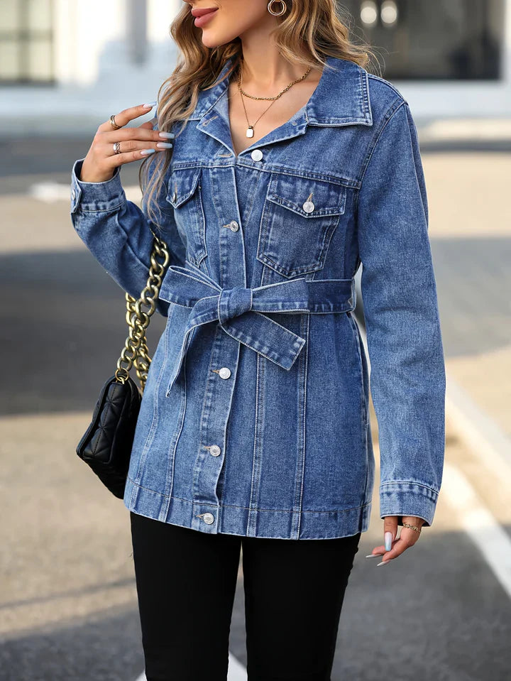 Gina - manteau en jean pour femme avec poches à rabat
