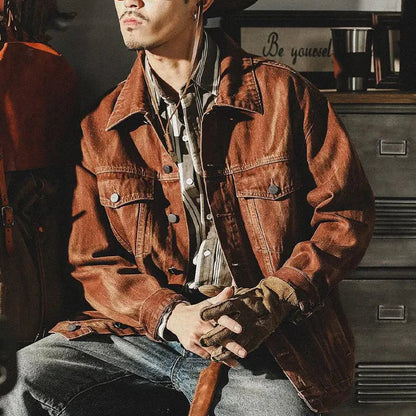 Octavian - veste denim marron pour homme
