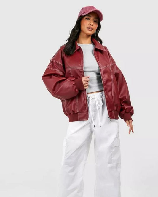 Veste bomber chic en cuir pour femme - Khalil