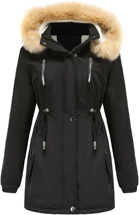 Lovi - manteau long avec capuche en fausse fourrure et doublure en polaire