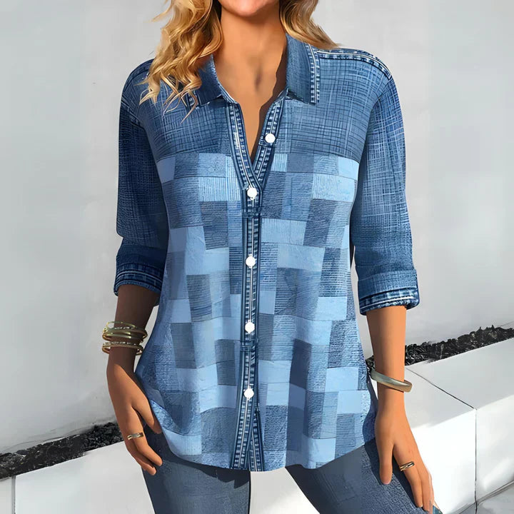 Chemise décontractée à manches longues avec col et coupe tendance