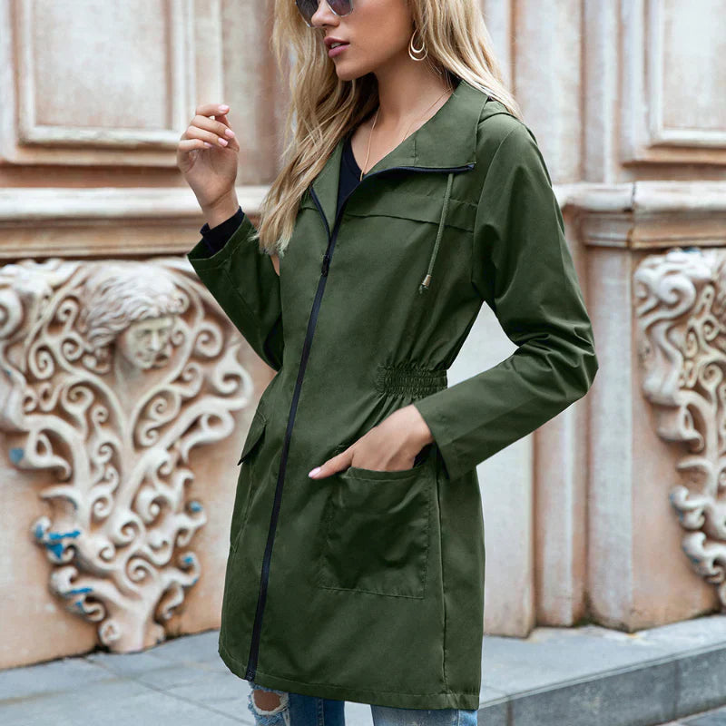Bella - manteau de pluie long et léger à capuche pour femmes