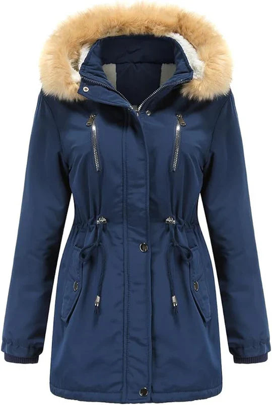 Lovi - manteau long avec capuche en fausse fourrure et doublure en polaire