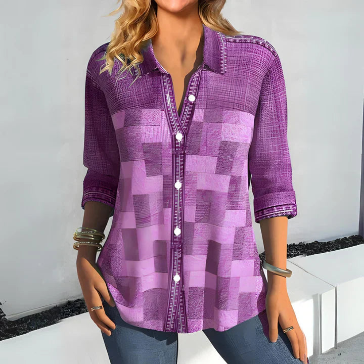 Chemise décontractée à manches longues avec col et coupe tendance