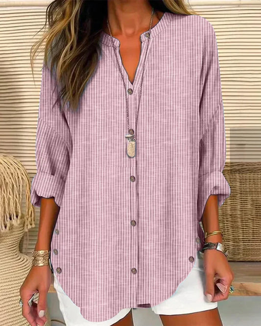 El encanto de lo informal - blusa de rayas de corte holgado