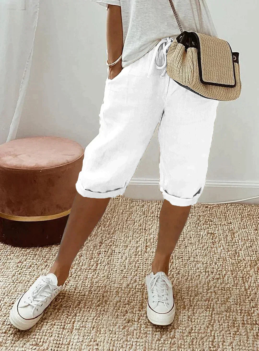 Pantalon en lin décontracté et stylé