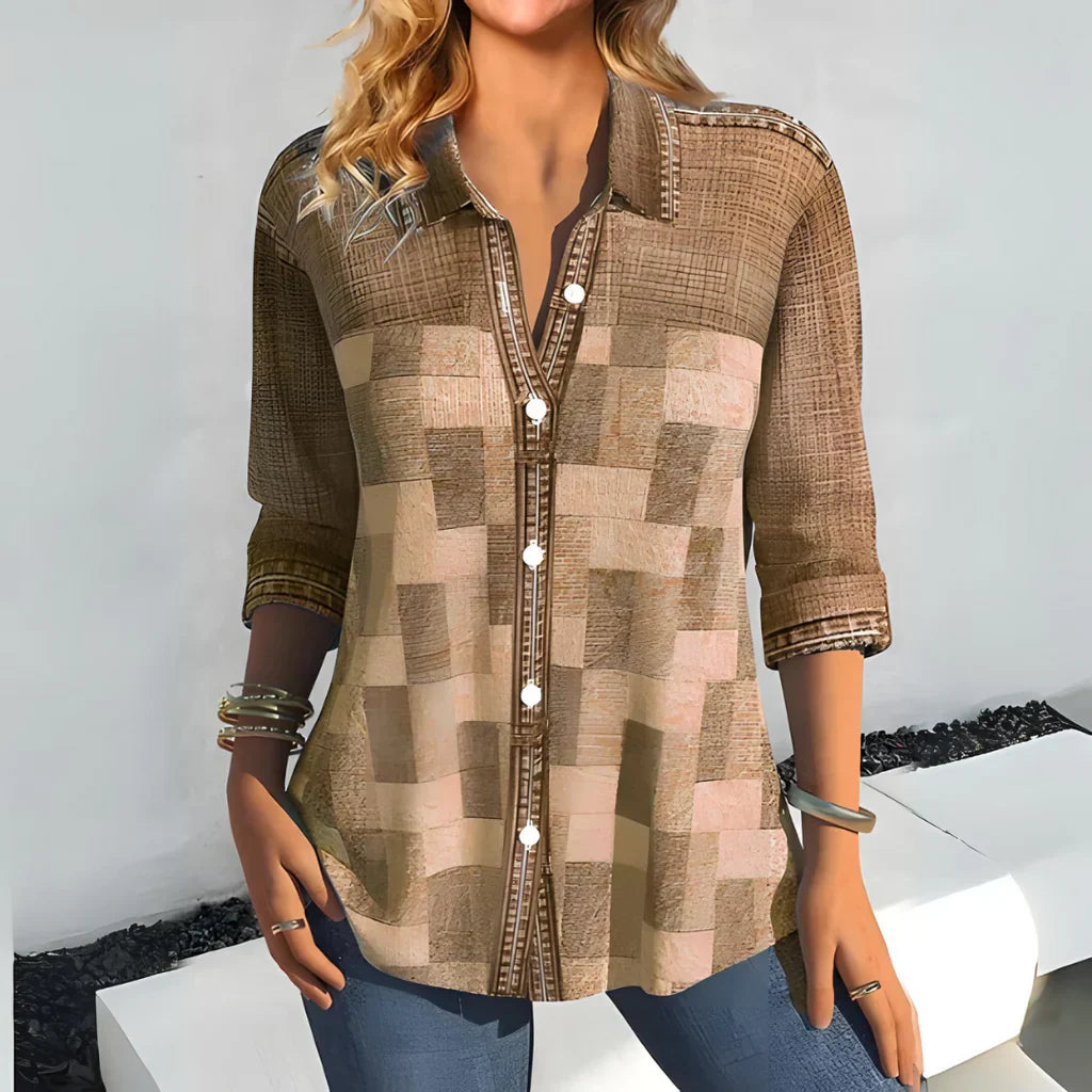 Chemise décontractée à manches longues avec col et coupe tendance
