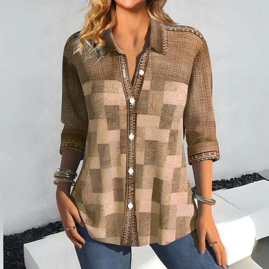 Chemise décontractée à manches longues avec col et coupe tendance
