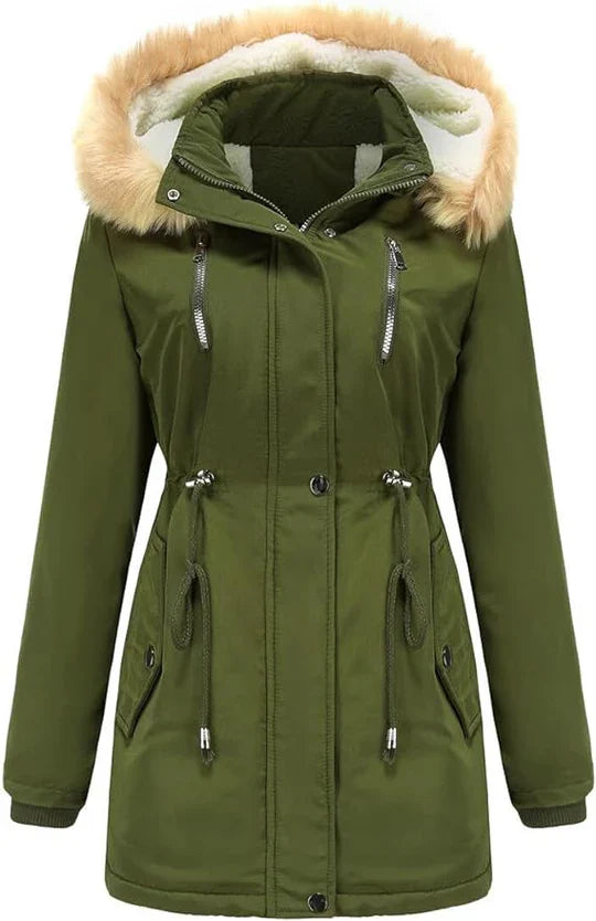 Lovi - manteau long avec capuche en fausse fourrure et doublure en polaire