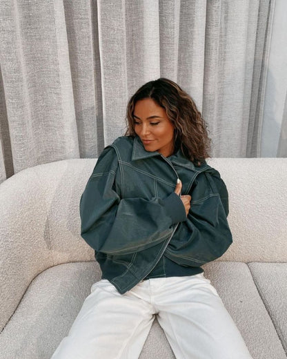 Veste bomber chic en cuir pour femme - Khalil
