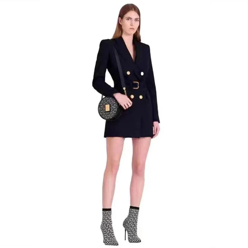 Katja's – robe blazer de bureau classique avec ceinture et boutons luxueux