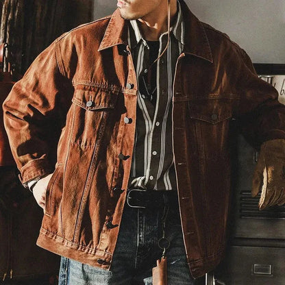 Octavian - veste denim marron pour homme