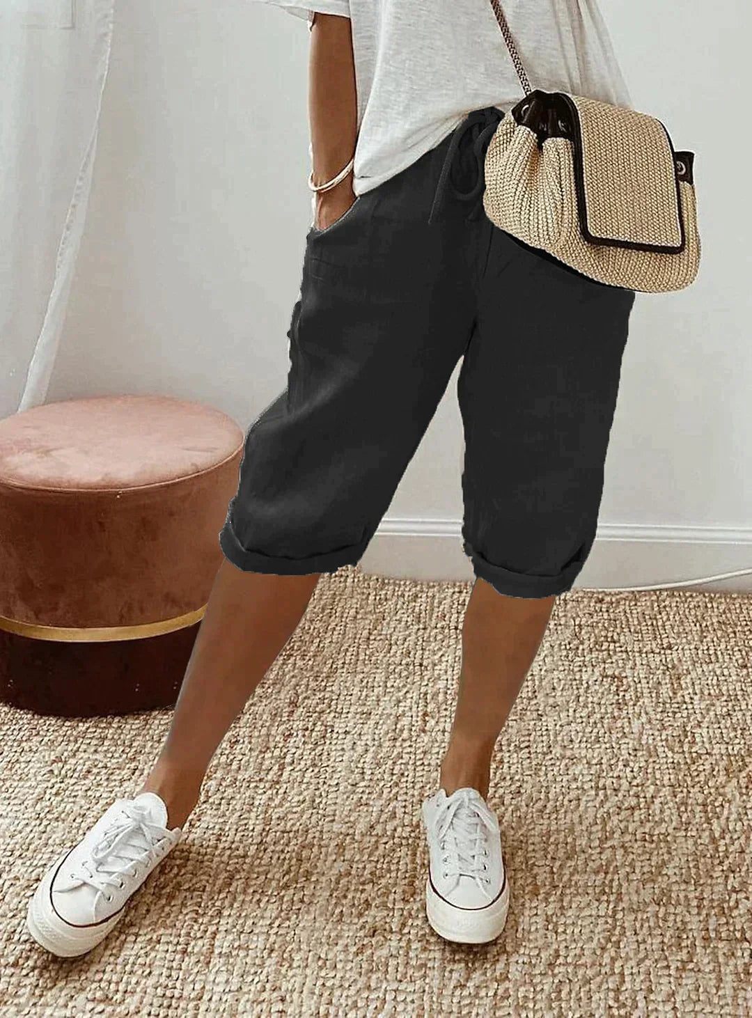 Pantalon en lin décontracté et stylé
