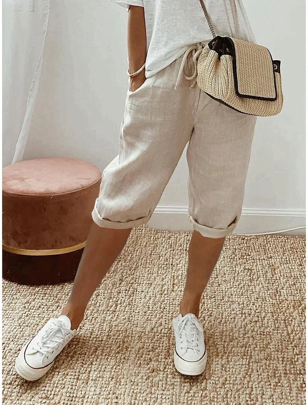 Pantalon en lin décontracté et stylé