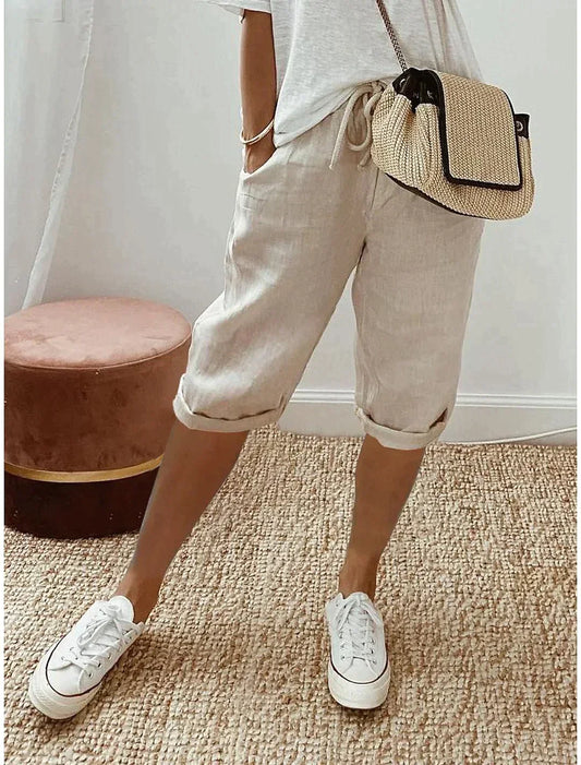 Pantalon en lin décontracté et stylé