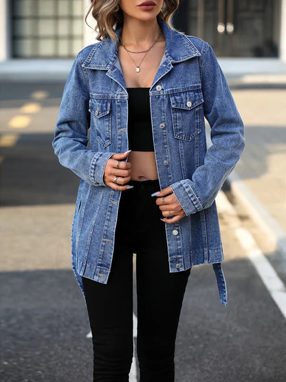 Gina - manteau en jean pour femme avec poches à rabat