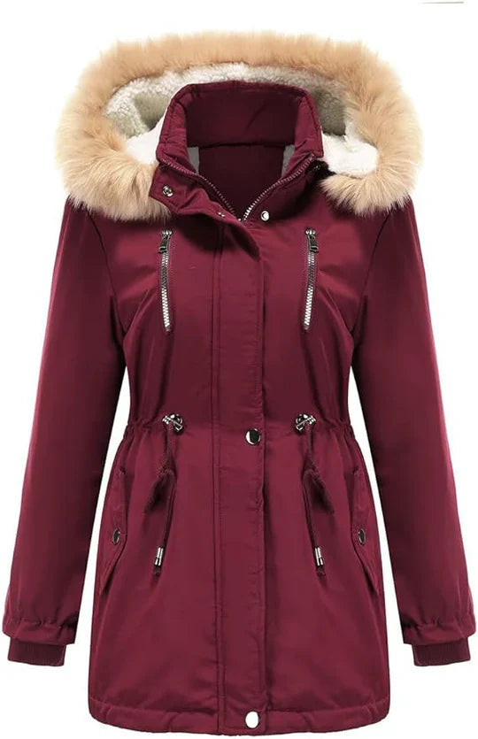 Lovi - manteau long avec capuche en fausse fourrure et doublure en polaire