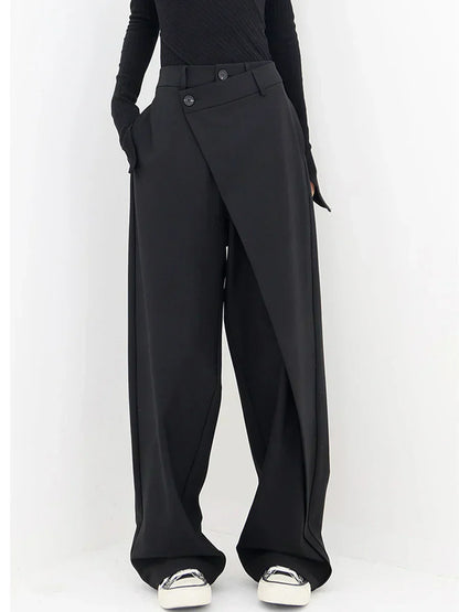 Leja - pantalon à boutons superposés et à jambes larges pour femmes