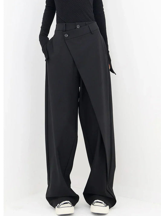 Leja - pantalon à boutons superposés et à jambes larges pour femmes