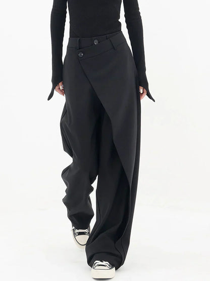 Leja - pantalon à boutons superposés et à jambes larges pour femmes
