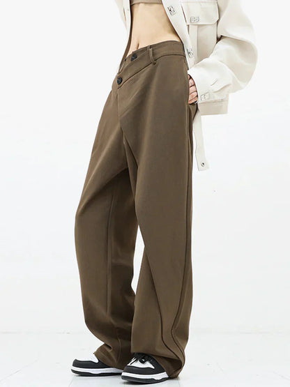 Leja - pantalon à boutons superposés et à jambes larges pour femmes
