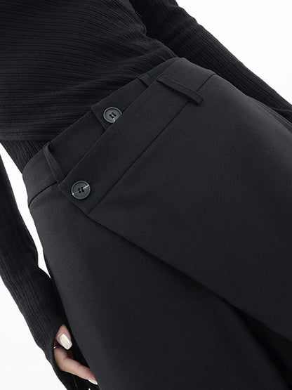 Leja - pantalon à boutons superposés et à jambes larges pour femmes
