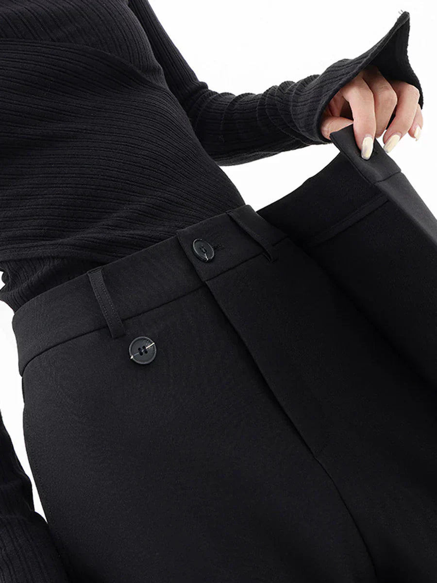 Leja - pantalon à boutons superposés et à jambes larges pour femmes