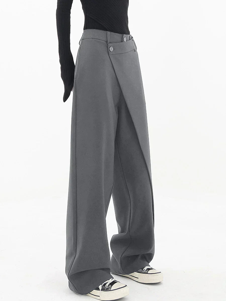 Leja - pantalon à boutons superposés et à jambes larges pour femmes