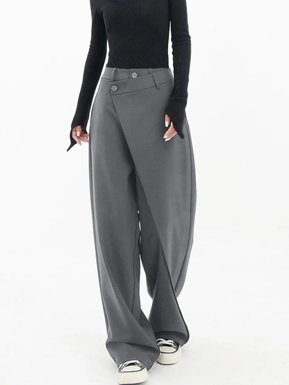 Leja - pantalon à boutons superposés et à jambes larges pour femmes
