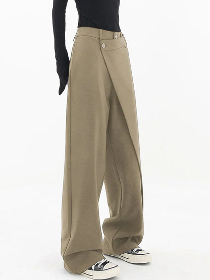 Leja - pantalon à boutons superposés et à jambes larges pour femmes