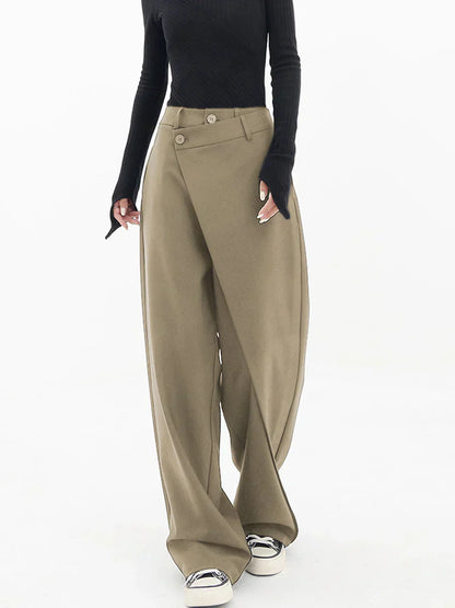 Leja - pantalon à boutons superposés et à jambes larges pour femmes