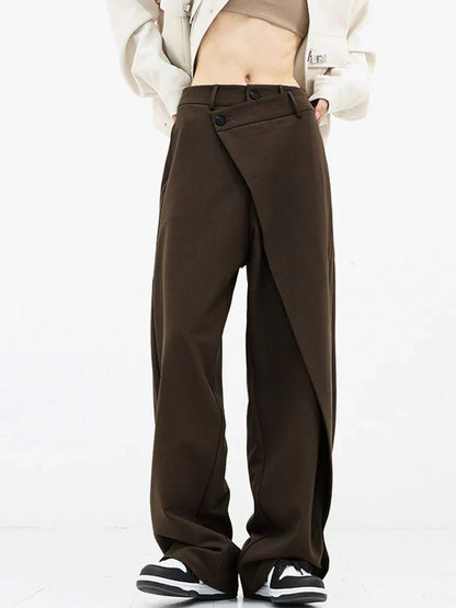 Leja - pantalon à boutons superposés et à jambes larges pour femmes